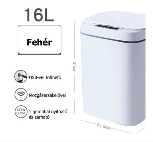 Sensor trash can 16 liter sensor trash can with automatic motion sensor, rechargeable battery, white