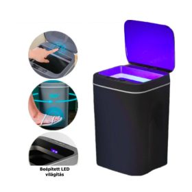   Érzékelős szemetes 16 literes szenzoros kuka automata mozgásérzékelővel, tölthető akkumulátorral sötétszürke