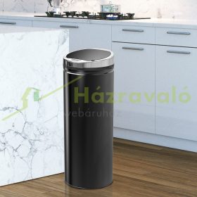   Mozgásérzékelős szemetes rozsdamentes acélból, 50 liter 30,5x30,5x81,5 cm fekete szemeteskuka