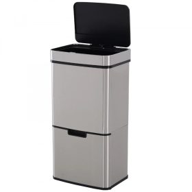   Rozsdamentes acél szemetes szenzoros kuka 72 l hulladék szétválasztó rendszer 3 rekeszes