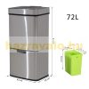 Stainless steel waste sensor bin 72 l waste separation system with 3 compartments