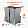 Kihúzható dupla konyhai szemetes 2 × 47,3 liter önbehúzó sínnel és ajtórögzítéssel, szürke