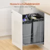 Kihúzható dupla konyhai szemetes 2 × 47,3 liter önbehúzó sínnel és ajtórögzítéssel, szürke