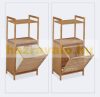 Bamboo laundry basket and bathroom shelf with 2 shelves