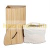 Bamboo folding corner laundry basket 60 liters in natural color