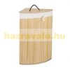 Bamboo folding corner laundry basket 60 liters in natural color