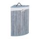 Bamboo folding corner laundry basket 60 liters in gray color