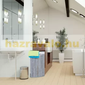   Bambusz összecsukható sarok szennyestartó kosár 60 literes szürke színben