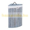 Bamboo folding corner laundry basket 60 liters in gray color