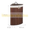 Bamboo folding corner laundry basket 60 liters in brown color