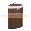 Bamboo folding corner laundry basket 60 liters in brown color