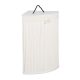 Bamboo folding corner laundry basket 60 liters in white