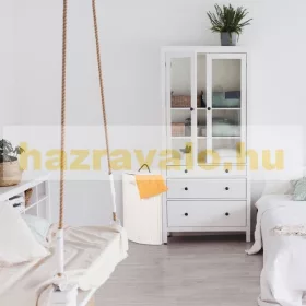   Bambusz összecsukható sarok szennyestartó kosár 60 literes fehér színben