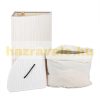 Bamboo folding corner laundry basket 60 liters in white