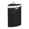 Bamboo folding corner laundry basket 60 liters in black