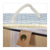 Bamboo corner laundry basket with blue zig-zag pattern, 60 liters