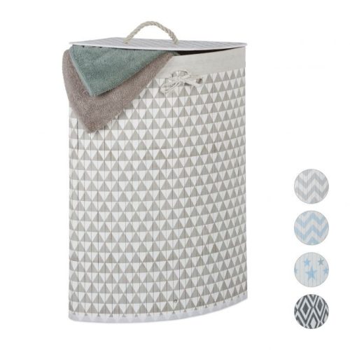 Bamboo corner laundry basket with a triangle pattern, 60 liters