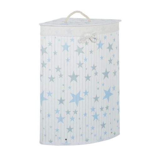 Bamboo corner laundry basket with star pattern, 60 liters