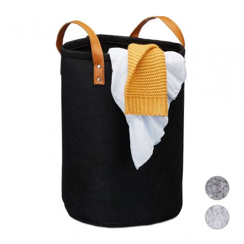 Portable laundry basket in black, 28 liters