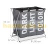 3-compartment laundry basket 90 liters in dark grey