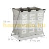 3-compartment laundry basket 90 liters in gray color