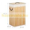 Bamboo rectangular laundry basket 80 liters natural color 