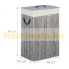 Bamboo rectangular laundry basket 80 liters gray color 