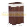 Bamboo rectangular laundry basket 80 liters brown color 