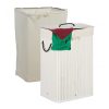 Bamboo rectangular laundry basket 80 liters white 