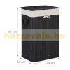 Bamboo rectangular laundry basket 80 liters black color 