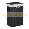 Bamboo rectangular laundry basket 80 liters black color 