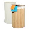 Bamboo round laundry basket 70 liters in natural color