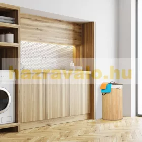   Bambusz kerek szennyestartó kosár 70 literes natúr színben