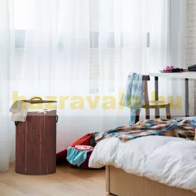   Bambusz kerek szennyestartó kosár 70 literes barna színben