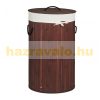 Bamboo round laundry basket 70 liters in brown color