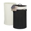 Bamboo round laundry basket 70 liters in black