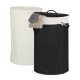 Bamboo round laundry basket 70 liters in black