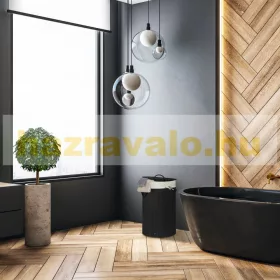   Bambusz kerek szennyestartó kosár 70 literes fekete színben