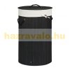 Bamboo round laundry basket 70 liters in black