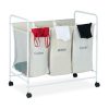 Rolling 3-compartment laundry basket 100 liters