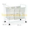 Rolling 3-compartment laundry basket 100 liters