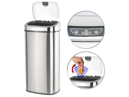 Sensory dustbin with automatic manual motion sensor, aluminum 68 liters