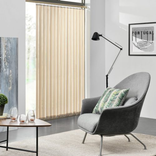 Ready-made ribbon curtain, 180 cm wide beige lamella curtain, beige lamella The 250 cm long lamellas can be freely shortened, e.g. 180x120 180x150 180x180 180x250