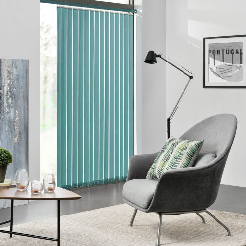 Szalagfüggöny 200 cm széles türkiz lamellás függöny A 250 cm hosszú lamellák szabadon rövidíthetők