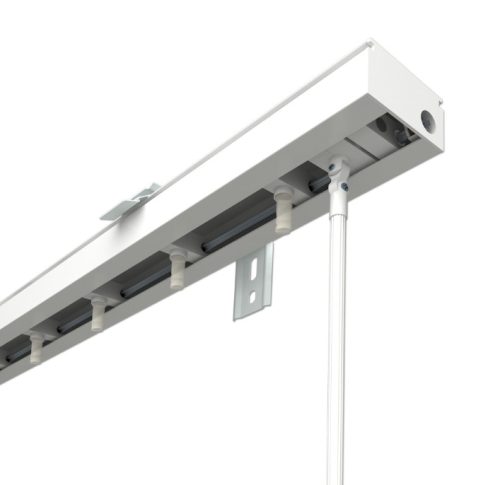 Szalagfüggöny karnis 8,9 cm széles lamellákhoz, 100 cm széles fehér színű rácsos kialakítás