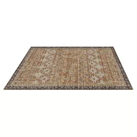   Vintage nappali szőnyeg 229x290 cm mosható, csúszásmentes rövid szálú felületszőnyeg barna–zöld árnyalatban
