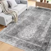Boho stílusú nappali szőnyeg 183x274 cm mosható, csúszásmentes rövid szálú felületszőnyeg szürke színben