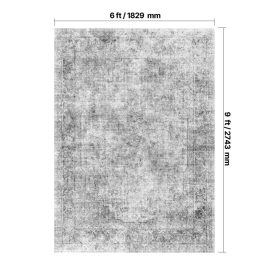   Boho stílusú nappali szőnyeg 183x274 cm mosható, csúszásmentes rövid szálú felületszőnyeg szürke színben