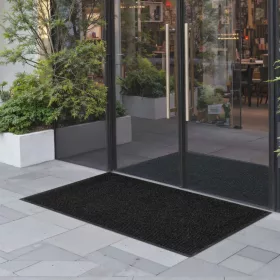   Szennyfogó szőnyeg 1524x914 mm csíkos beltéri és kültéri lábtörlő PVC hátlappal, mosható bejárati szőnyeg szürke