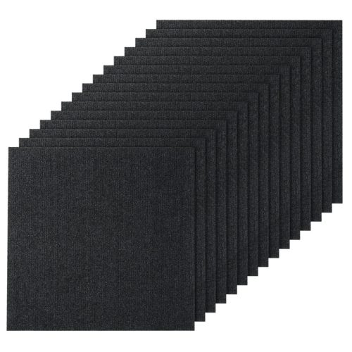 Moduláris padlószőnyeg 15 db x 61x61 cm öntapadós padlószőnyeg lapok fekete